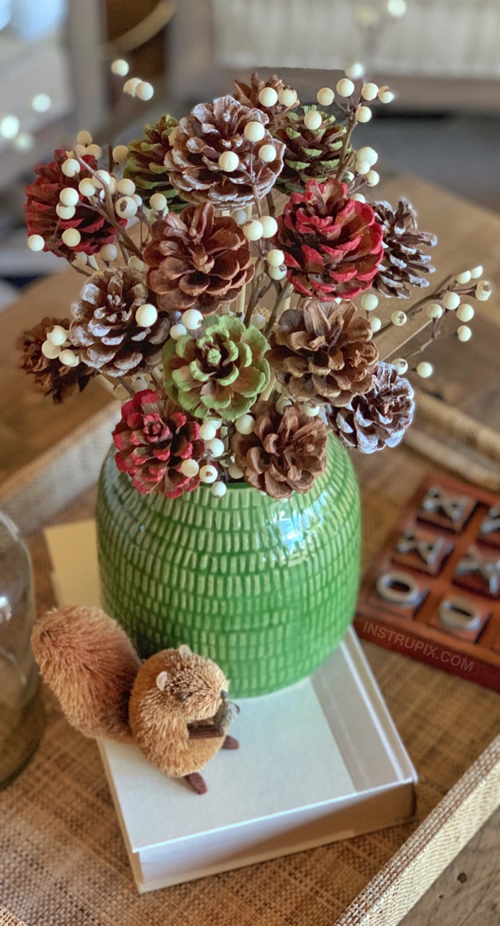 5 DIY PINE CONE CRAFTS, FAUX BLEACHED PINE CONE